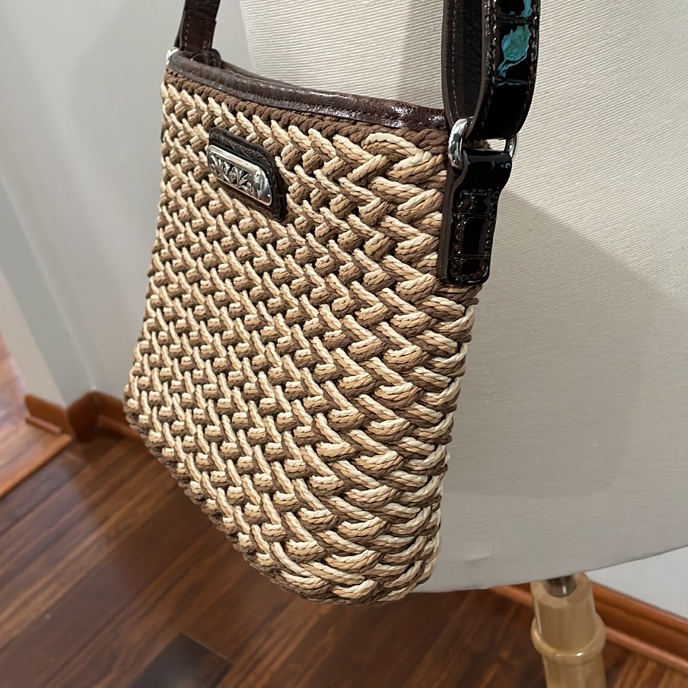 Brighton Woven Straw & Leather Crossbody Bag Handbag Purse - Picture 5 of 14